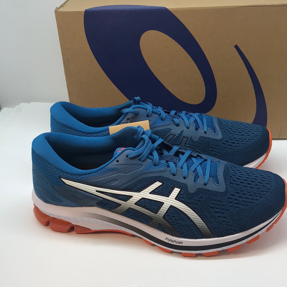 ASICS MENŚ GT-1000 10 ATHLETIC SHOES SIZE 13 EXTRA WIDE REBORN BLUE/ BLACK COLOR